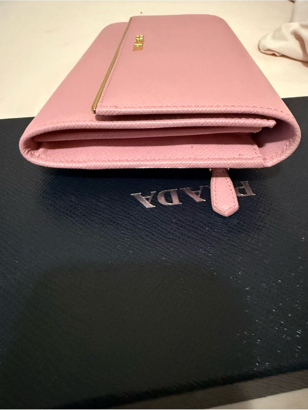 Authentic Prada Pink Saffiano Leather Wallet with Gold Logo Authentic - Picture 11 of 13